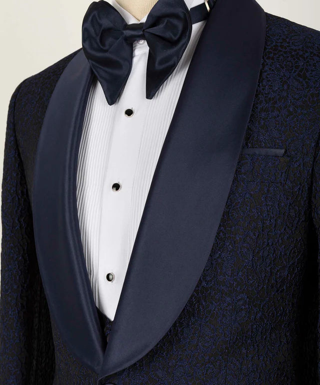 Blue Satin Collar Blue Tuxedo.