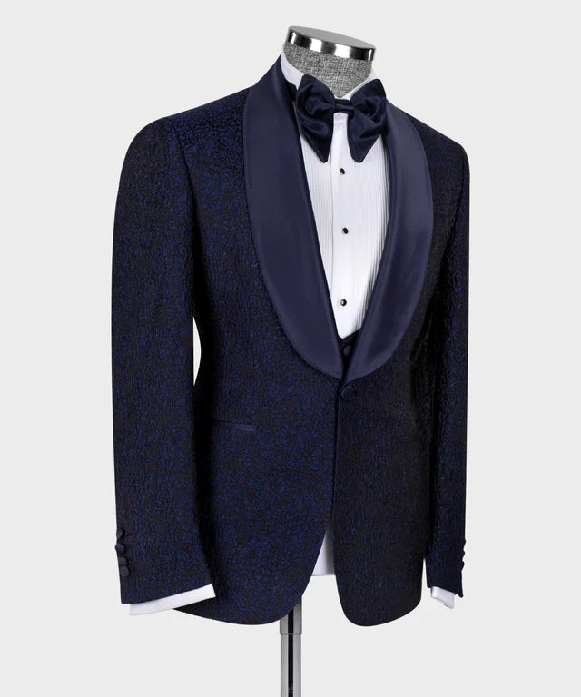 Blue Satin Collar Blue Tuxedo.