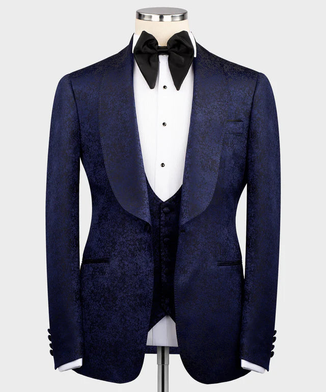 Blue Floral Classic Tuxedo – Artful Elegance
