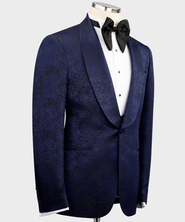 Blue Floral Classic Tuxedo – Artful Elegance