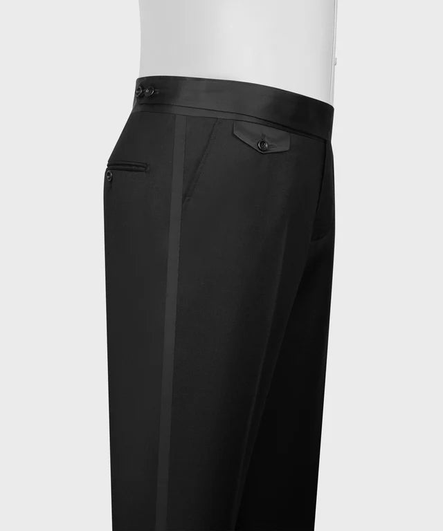 Luxury charcoal black Tuxedo with Satin Peak Lapel