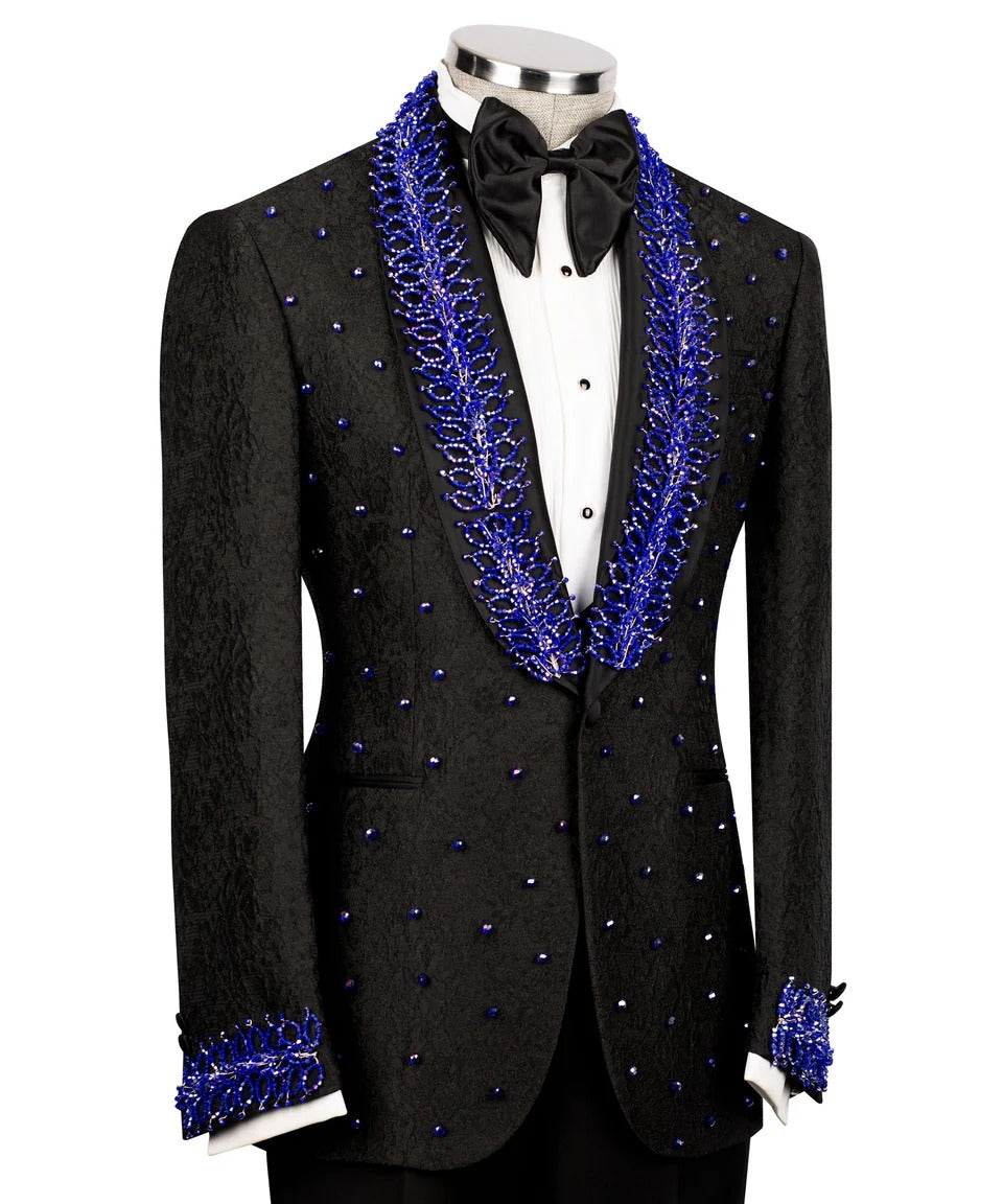 Black & Blue Embellished Tuxedo – Where Sophistication Meets Statement