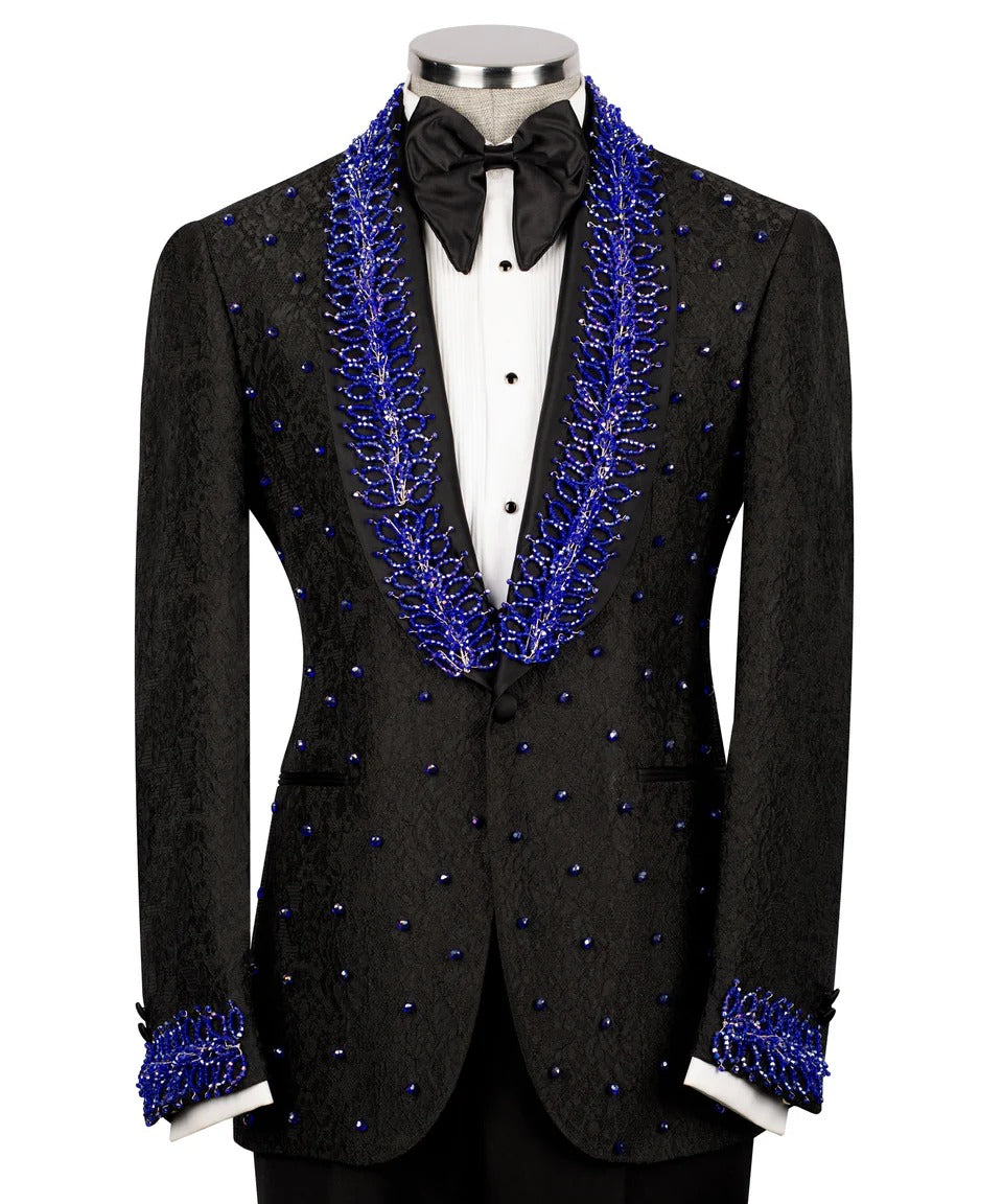 Black & Blue Embellished Tuxedo – Where Sophistication Meets Statement