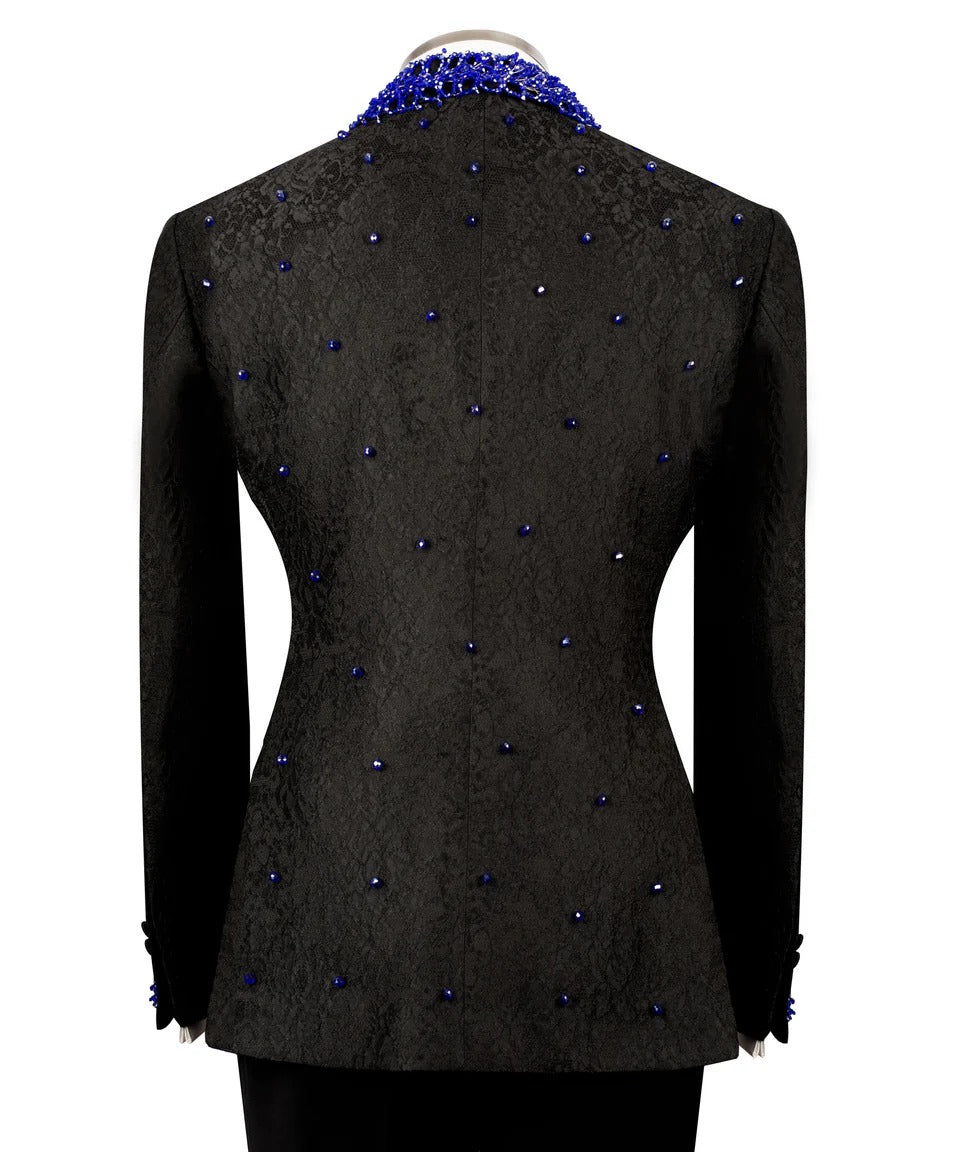 Black & Blue Embellished Tuxedo – Where Sophistication Meets Statement