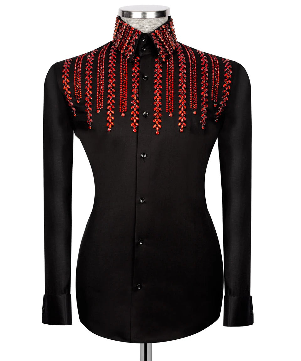 π₯ "Crimson Cascade" β Black Shirt with Red Crystal