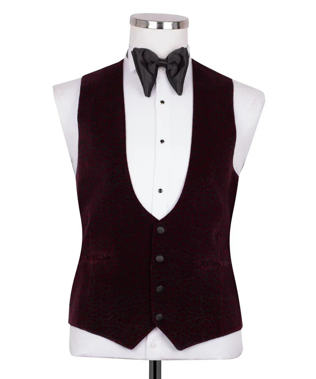 Burgundy Velvet Tuxedo with Collar – Rich. Regal. Refined.