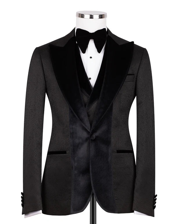 Dark Grey Tuxedo with Red Velvet Collar