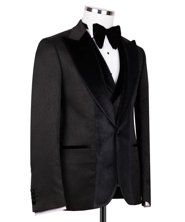 Dark Grey Tuxedo with Red Velvet Collar