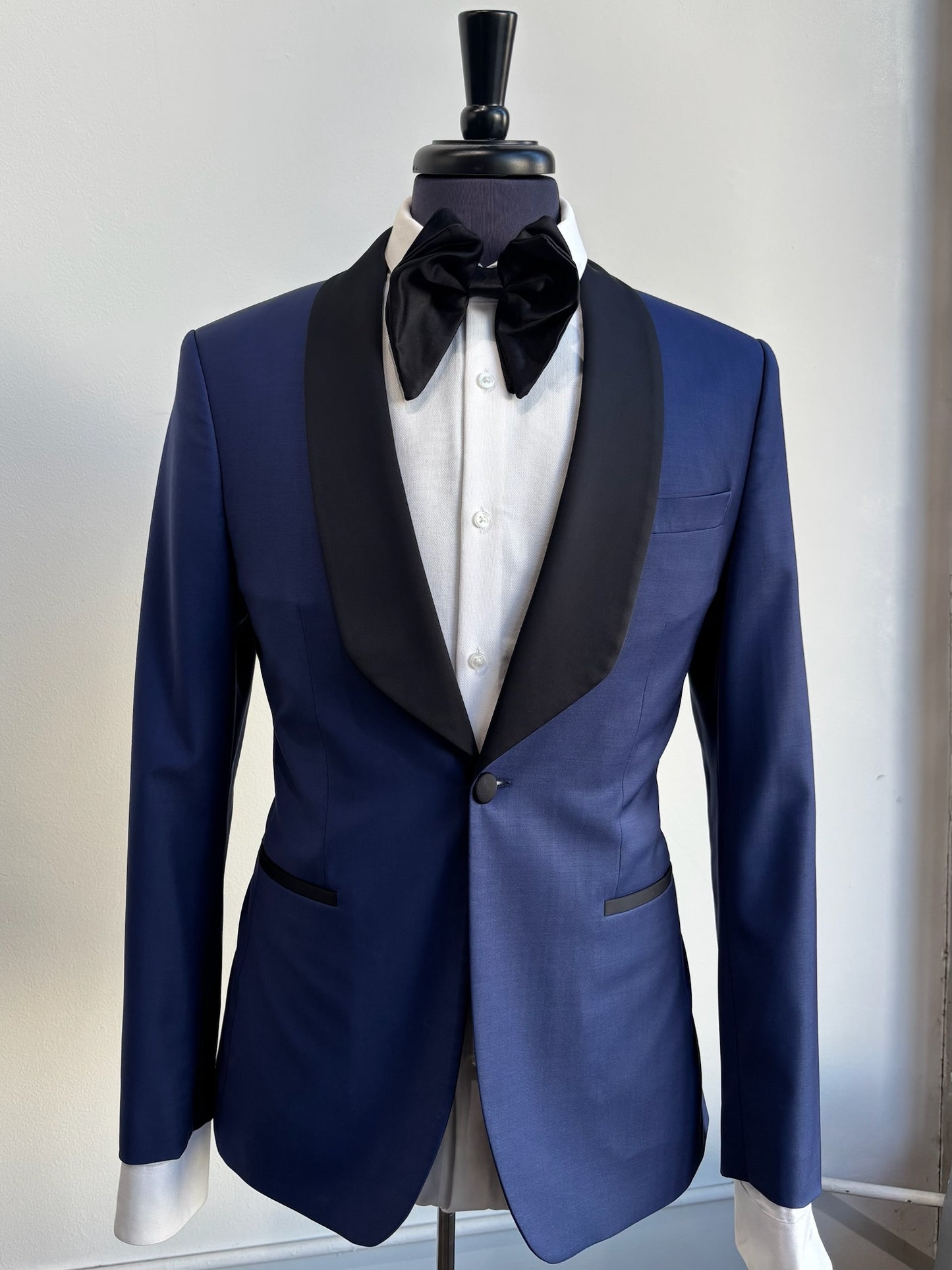 Men’s Blue Tuxedo with Satin Shawl Collar & Bow Tie - Size 46