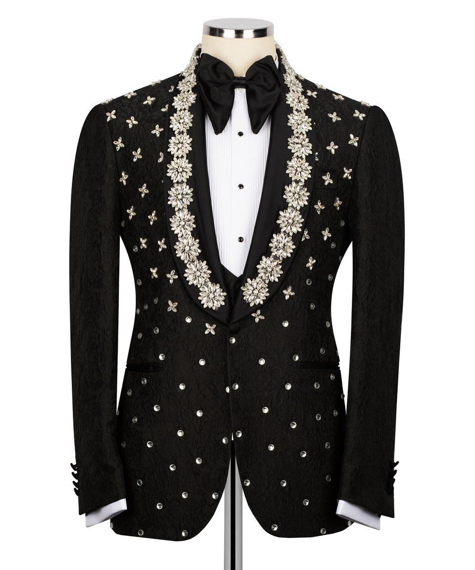 Midnight Bloom Black Crystal Tuxedo