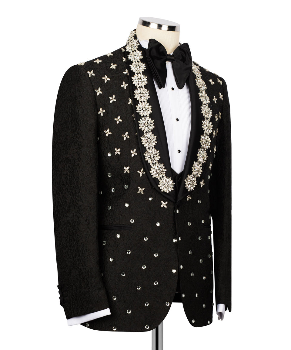 Midnight Bloom Black Crystal Tuxedo