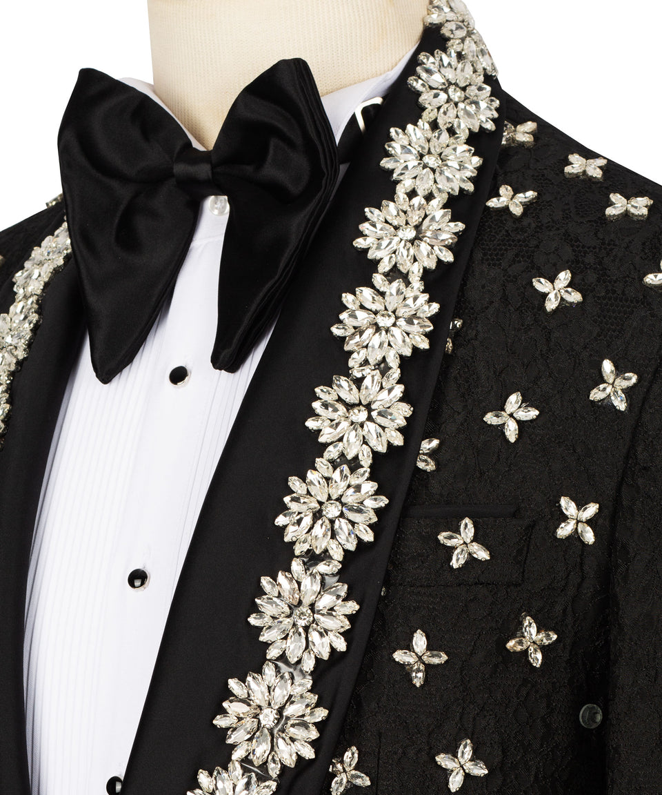 Midnight Bloom Black Crystal Tuxedo
