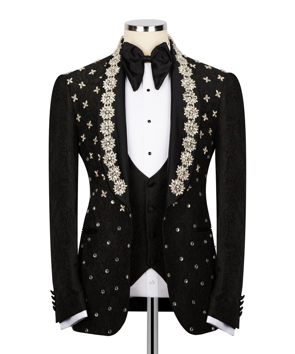 Midnight Bloom Black Crystal Tuxedo