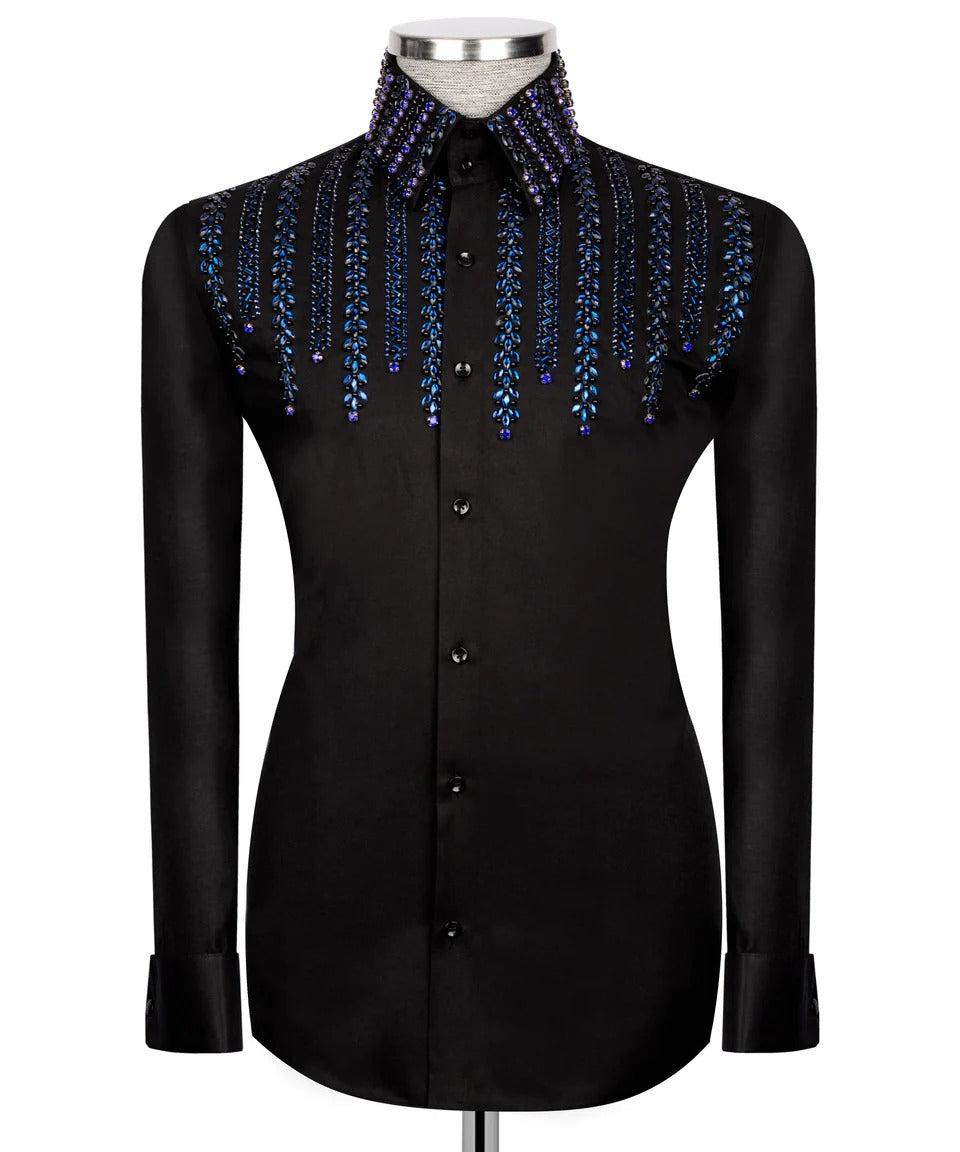 Midnight Majesty β Black Shirt with Blue Crystal