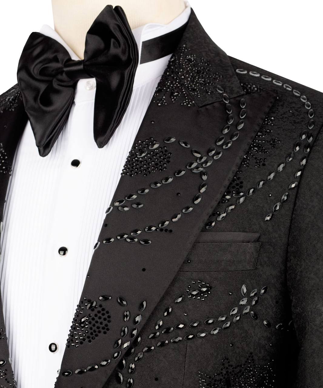 Noir Enigma – Black Swirl Embroidered Tuxedo
