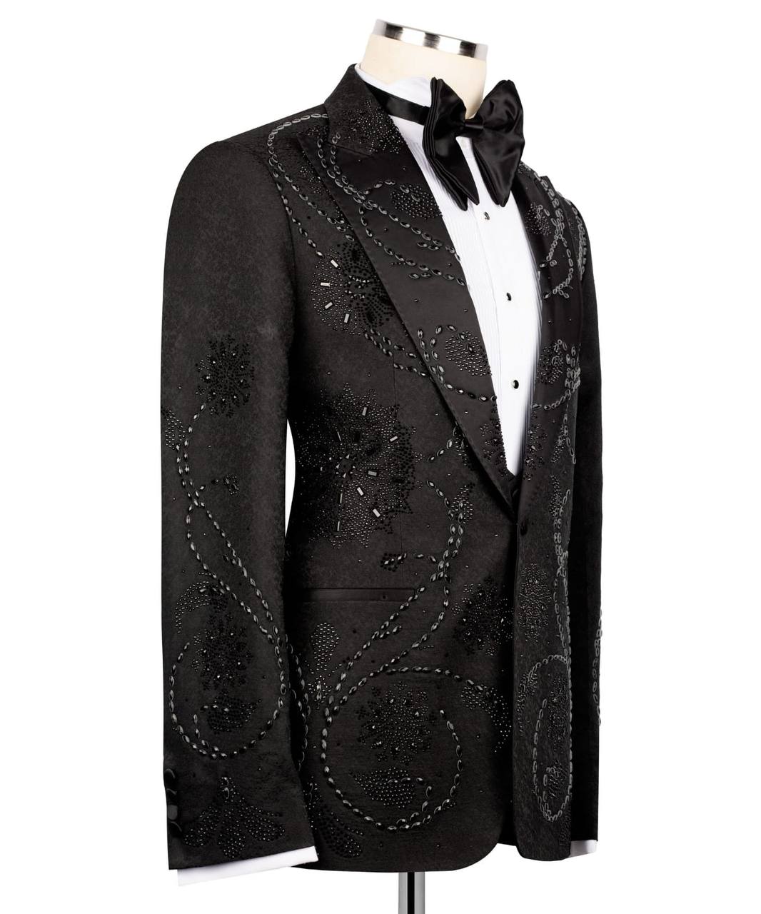 Noir Enigma – Black Swirl Embroidered Tuxedo
