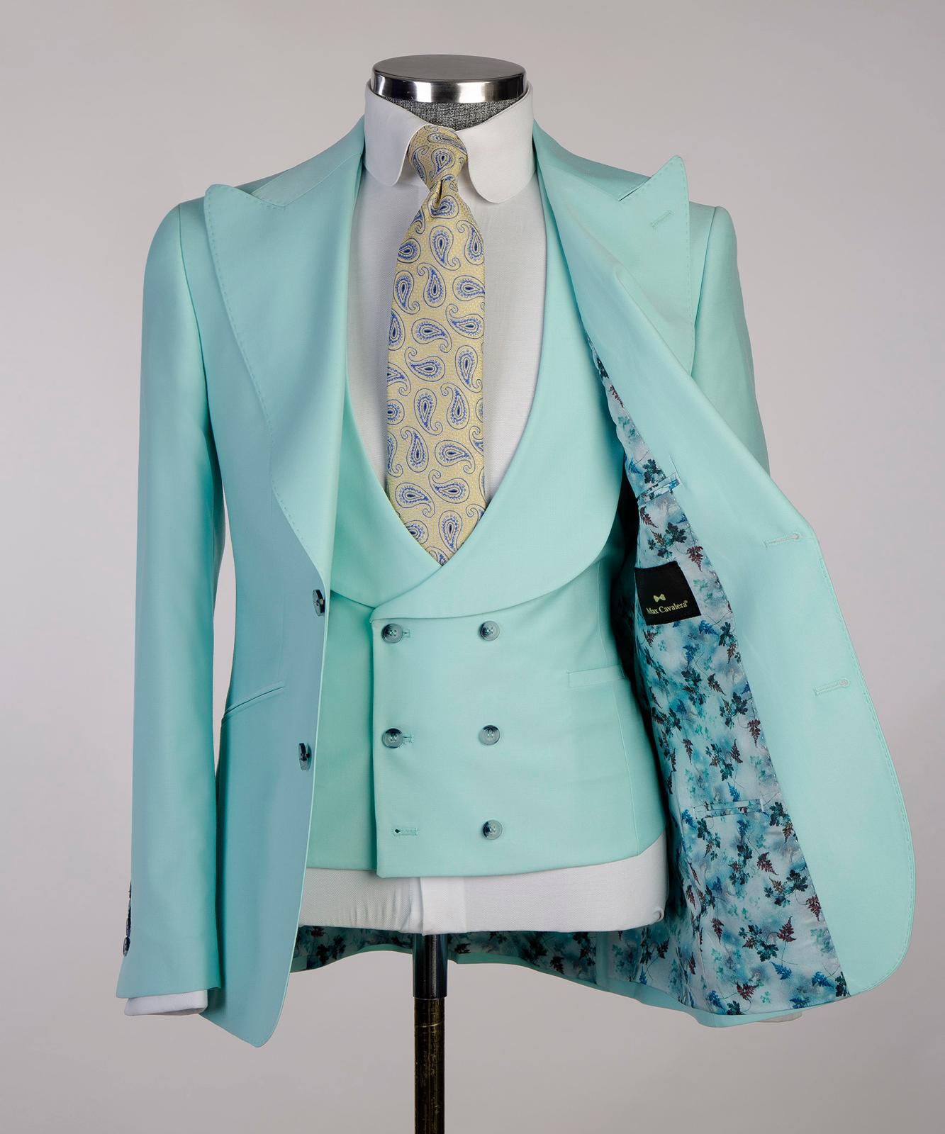 Paste Color 3 Piece Suit For Men