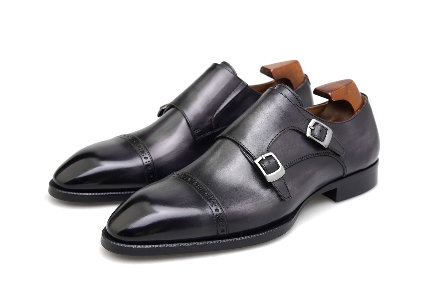 Regal Double Monk Black Shoes