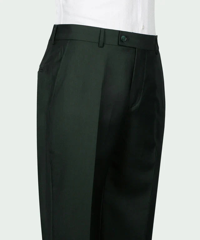 KOSS ATELIER green double breasted tuxedo trousers high waist pleated front formal pant