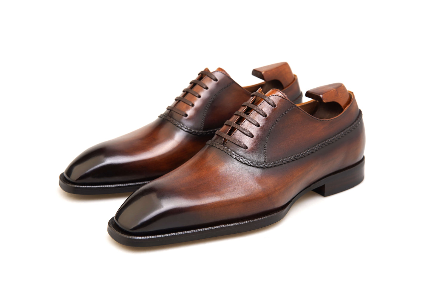 KOSS ATELIER Braided Balmoral Brown shoes with sleek leather finish and elegant design