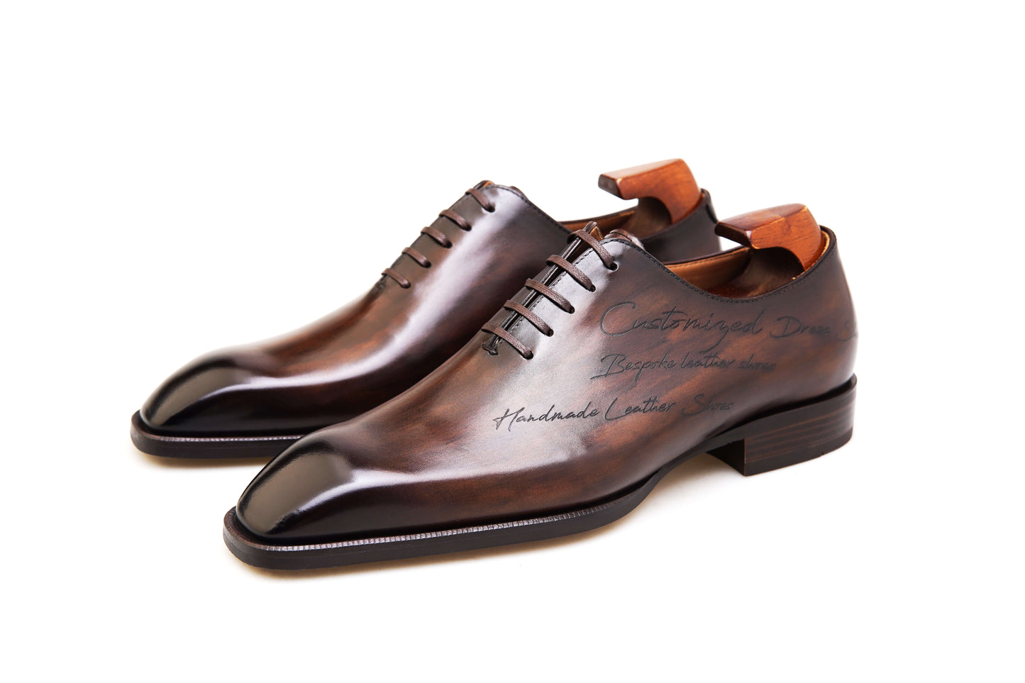 KOSS ATELIER custom patina wholecut oxford shoes crafted from premium leather with elegant design.