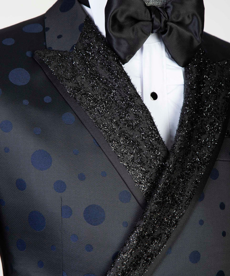 Blue Polka Dot Tuxedo Suit