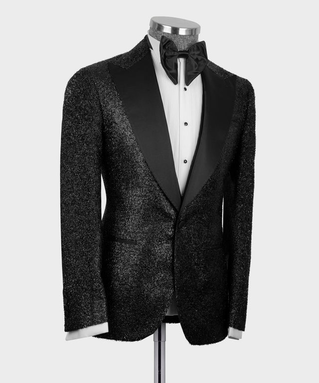 Black Glitter Classic Tuxedo – Shine with Subtle Power