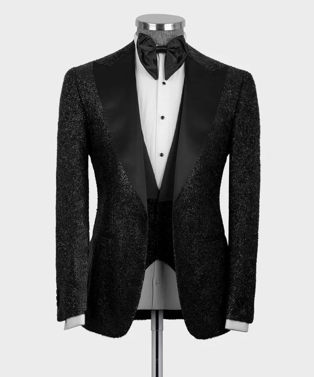 Black Glitter Classic Tuxedo – Shine with Subtle Power