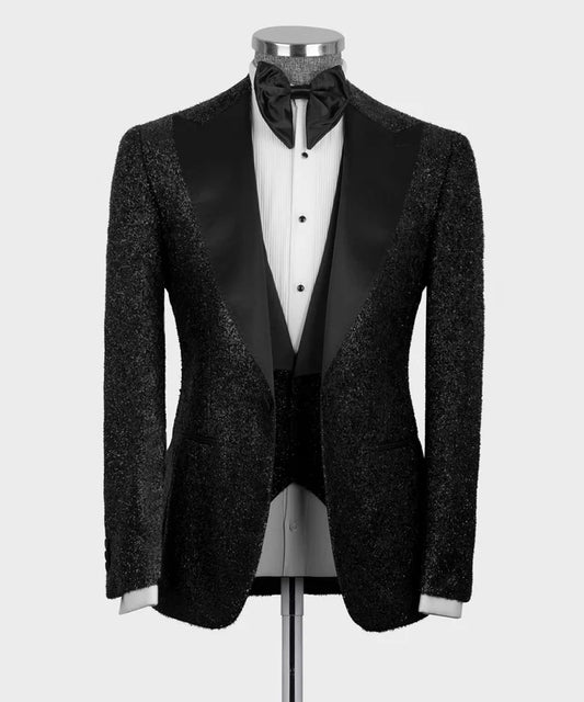 Black Glitter Classic Tuxedo – Shine with Subtle Power