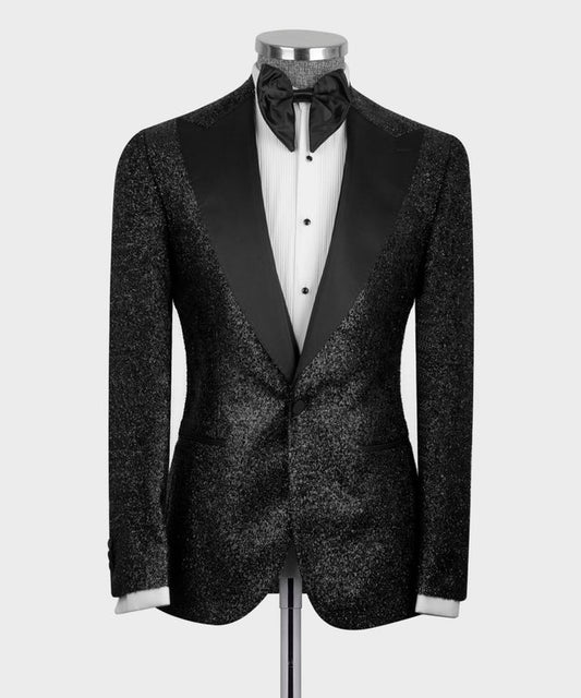 Black Glitter Classic Tuxedo – Shine with Subtle Power