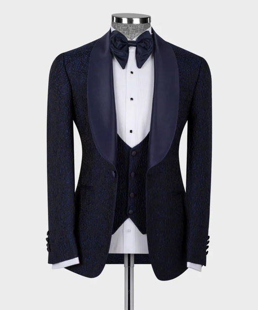 Blue Satin Collar Blue Tuxedo.