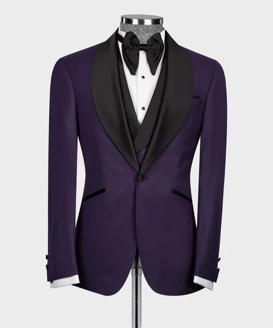 Black Stain Collar Purple Tuxedo
