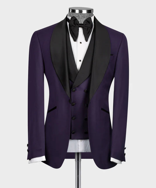 Black Stain Collar Purple Tuxedo