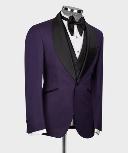 Black Stain Collar Purple Tuxedo