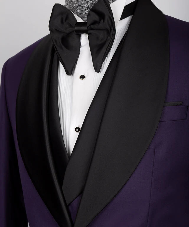 Black Stain Collar Purple Tuxedo