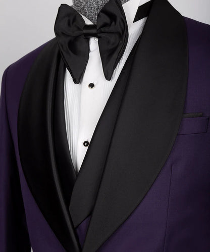 Black Stain Collar Purple Tuxedo