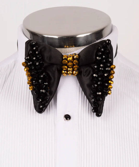 Exclusive Bowtie Golden & black stone