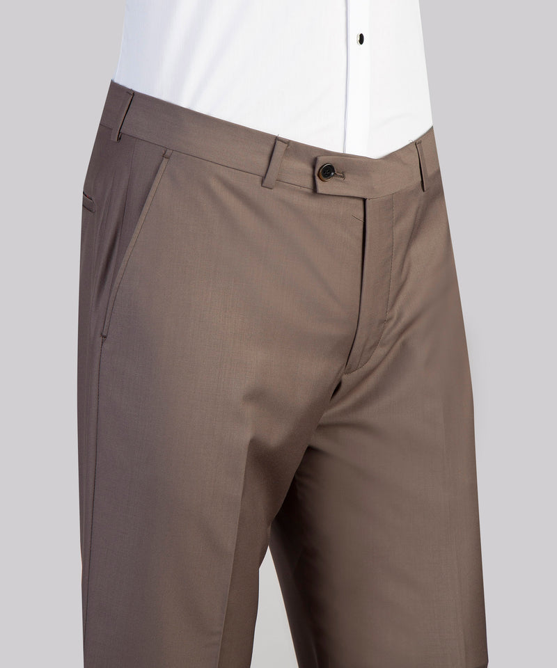 Belted Brown Suit Pant