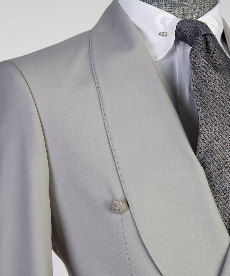 Belted Gray Suit