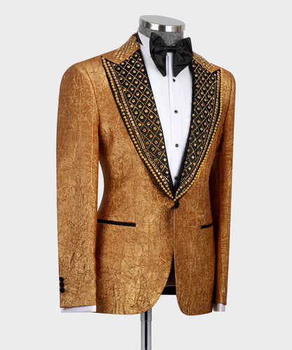 Handmade Cracked Gold Pattern Custom Tuxedo