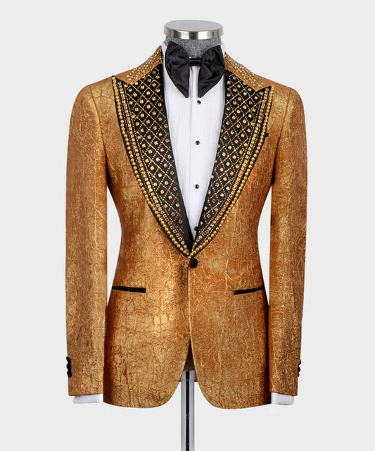 Handmade Cracked Gold Pattern Custom Tuxedo