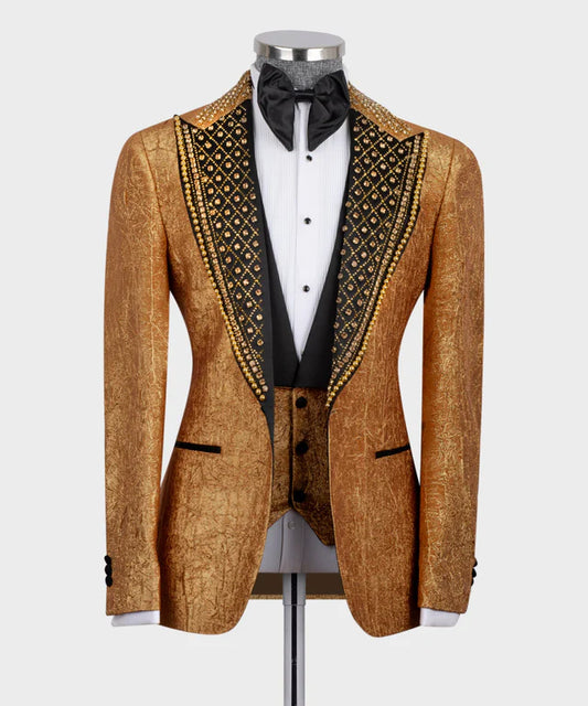 Handmade Cracked Gold Pattern Custom Tuxedo