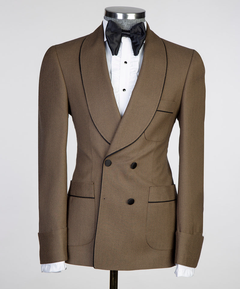 Belted Brown Suit With Black Belt