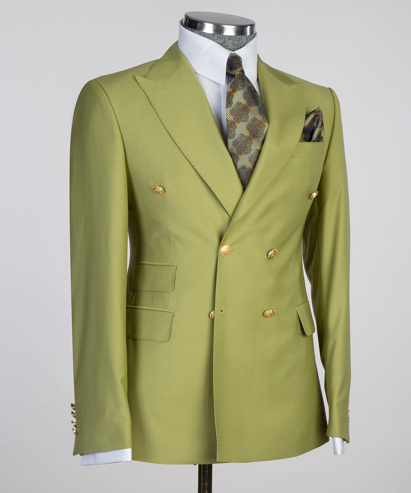 Double Breasted Olive Green Suit