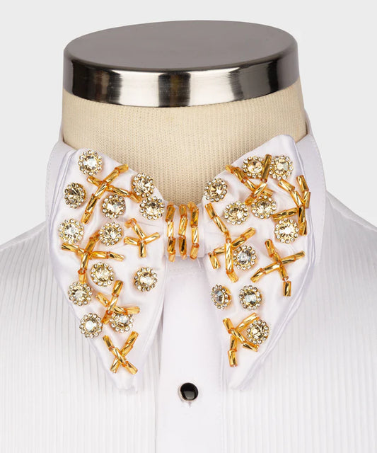 Gold White Custom Bowtie