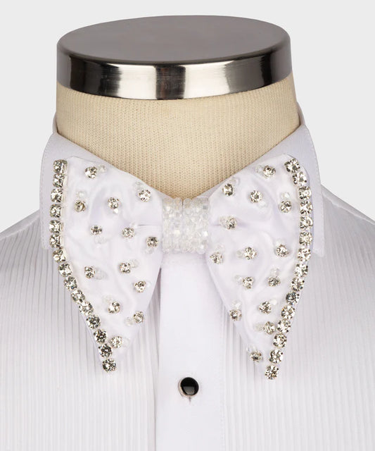 White Stone Bow Tie – Handmade Bead Embroidery