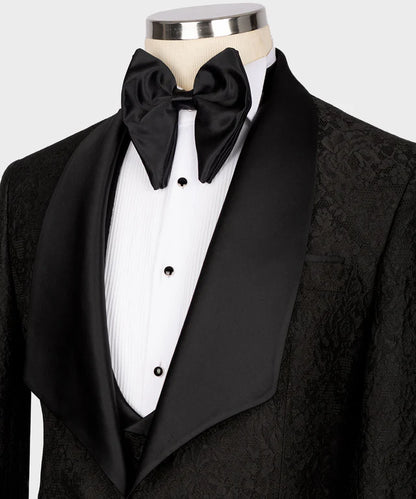Black Embossed Tuxedo – Texture, Depth, and Distinction