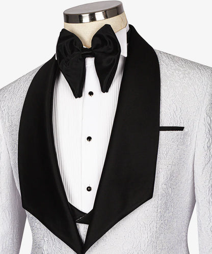 White & Black Embossed Tuxedo – Striking Contrast