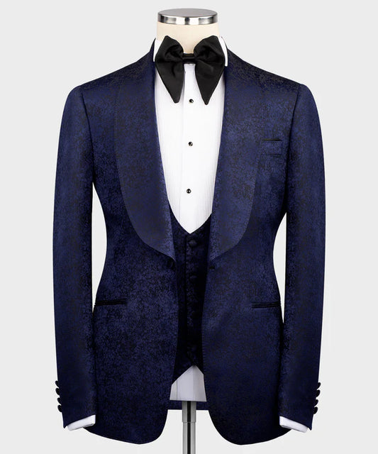 Blue Floral Classic Tuxedo – Artful Elegance
