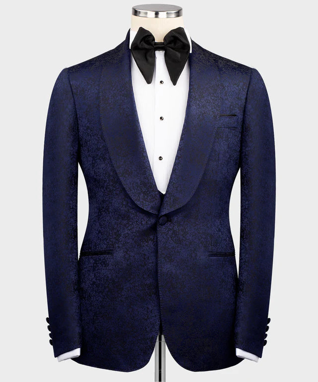 Blue Floral Classic Tuxedo – Artful Elegance